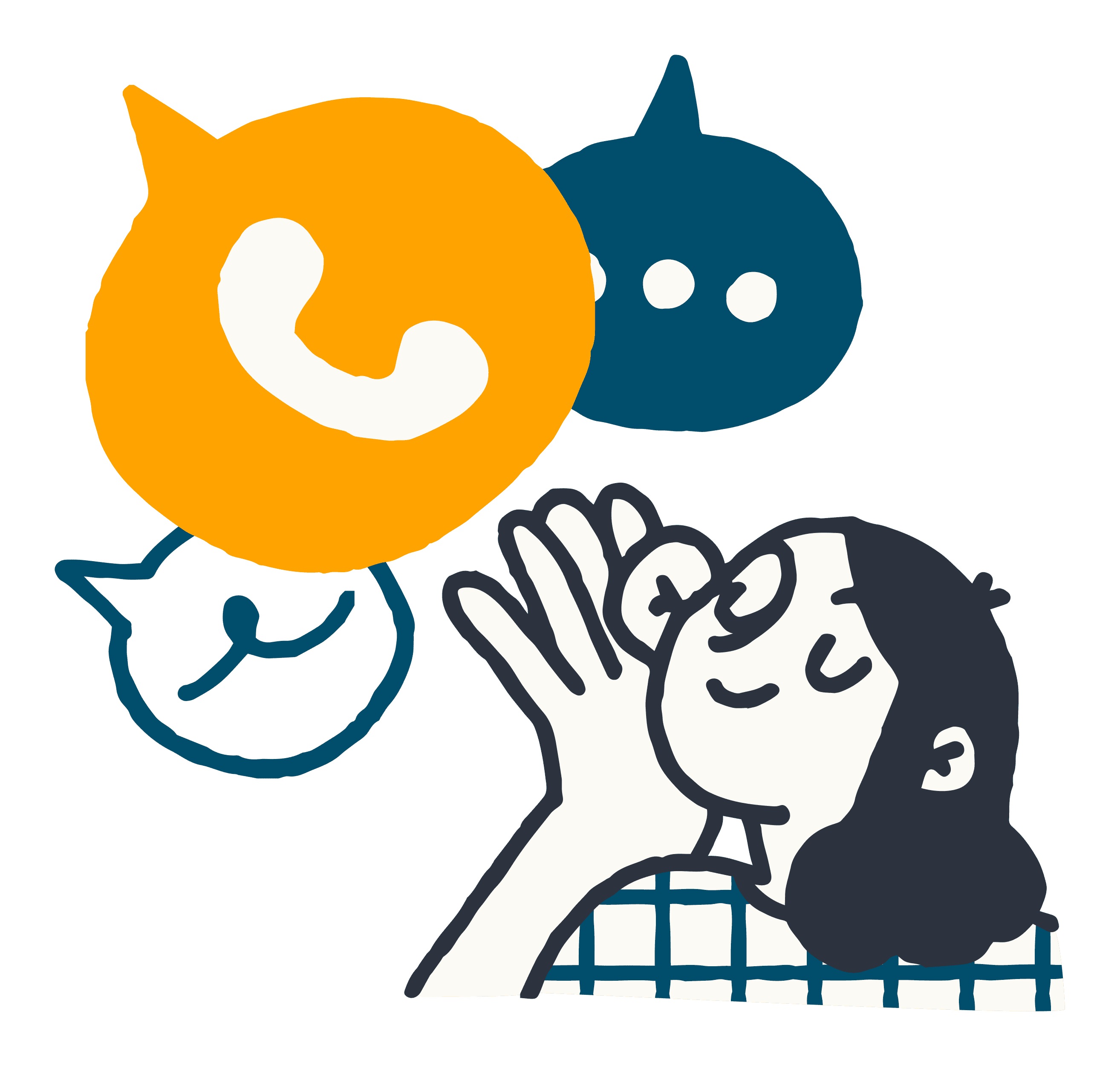 illustration girl with phone talk bubble