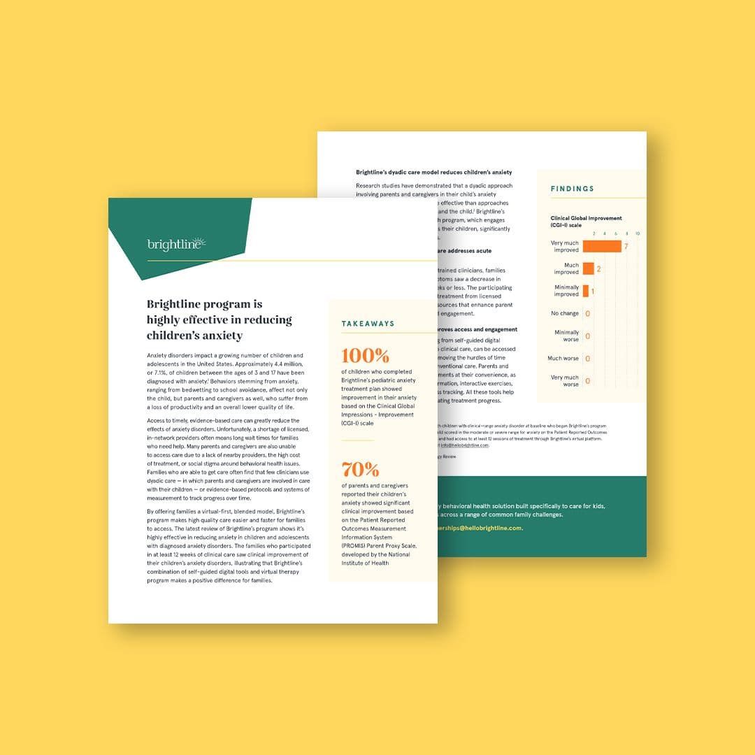 Brightline anxiety outcomes summary